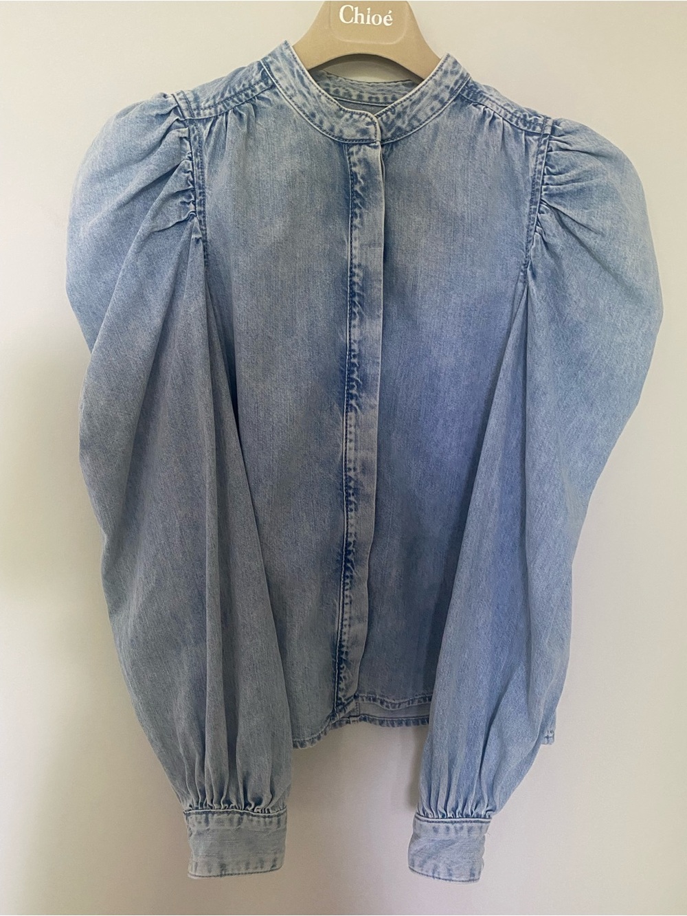 Frame Denim Light Wash Blue Denim Blouse